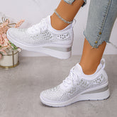 Rhinestone Lace Up Fashion Style Daily Commuter Women's Casual Shoes
